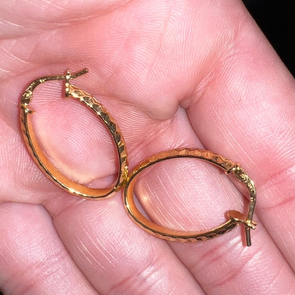 Vintage Gold Tone Hoops Stamped OTC BRZ Italy - Picture 8 of 15